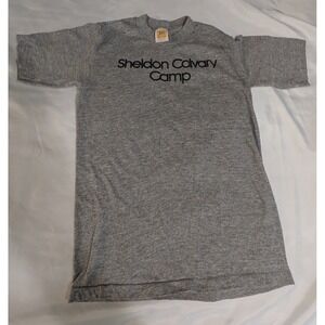 Velva Sheen Graphic T-Shirt Women Small Gray Good Vintage Sheldon Calvary Camp